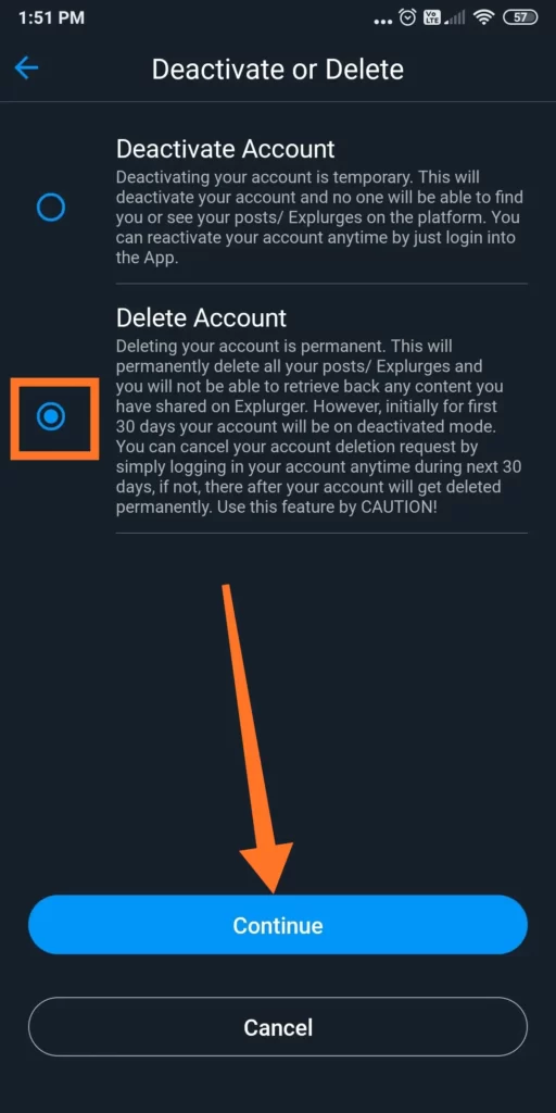 delete an Explurger account